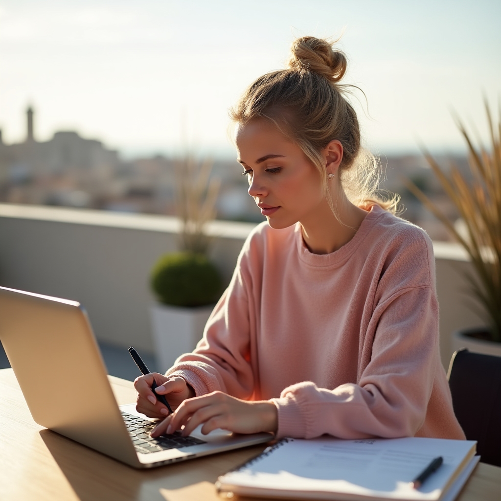 Adulto estudiando un curso online de inteligencia emocional en su escritorio